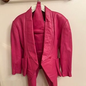 Vintage Pink  North Beach Leather jacket, pant and bustier